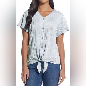 Weatherproof Vintage Women's Lightweight Tie Front V-Neck Shirt Top XXL